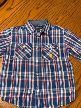 U.S. Polo Assn. Blue Red White Plaid Button-Down Shirt